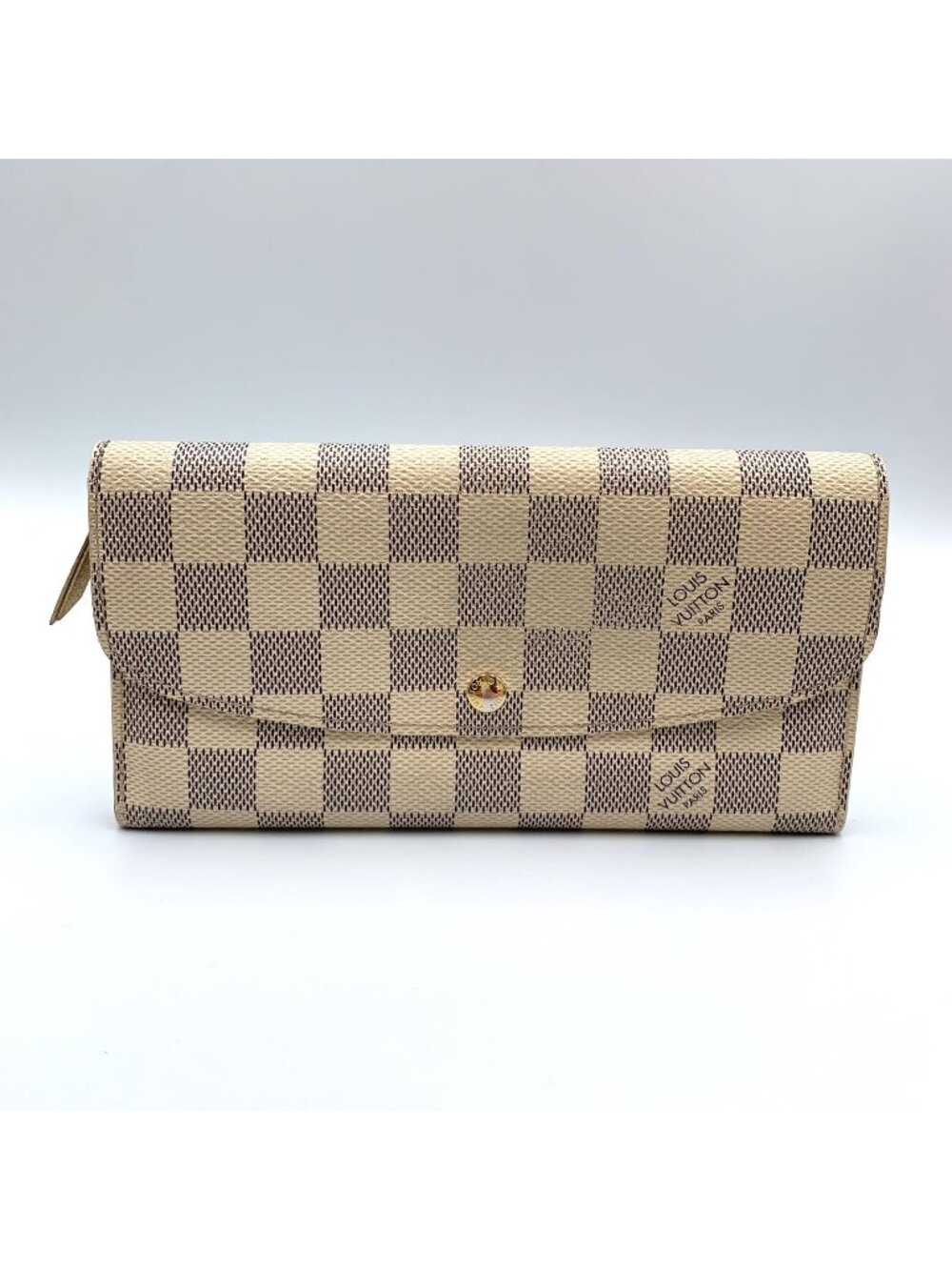 Louis Vuitton Azur Portefeuille Emily Leather White Bifold Wallet Gold
